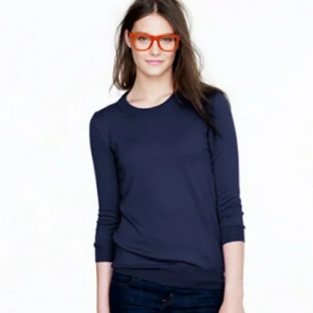 I Crew Crewneck 100% merino wool Navy Blue Women's sweater size s